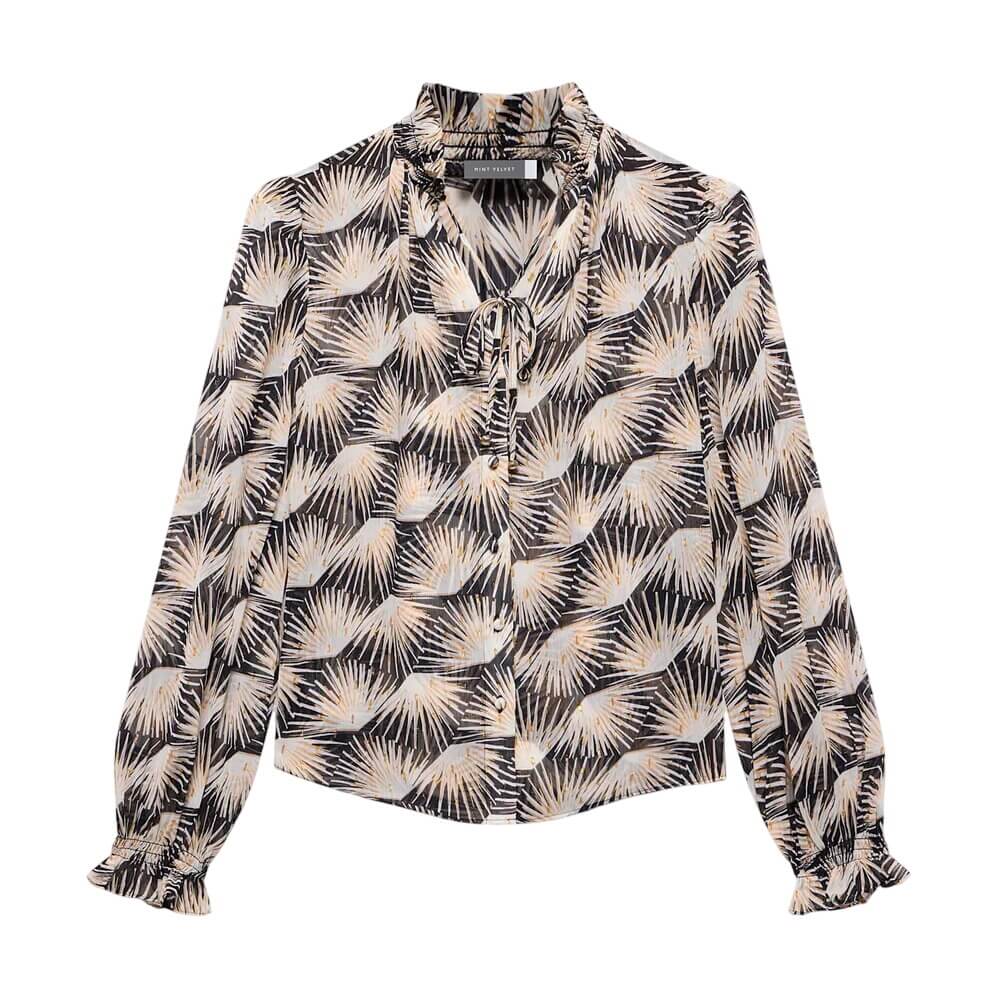 Mint Velvet Black Geo Print Blouse